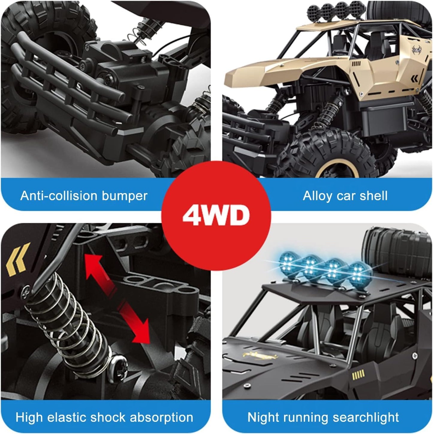 Rock Crawler RC Car 1:10 Scale Large Size 100cm Long, 6-Wheel Drive Monster Truck